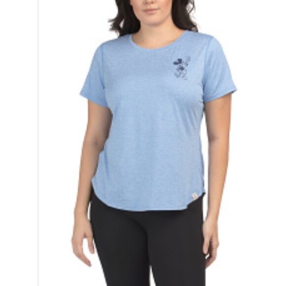 NWT Life Is Good Women’s Size XL Blue Active T-shirt Disney Mickey Mouse Dancing - Picture 1 of 10